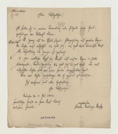 Brief von Andreas Florian Meilinger an Joseph Heller