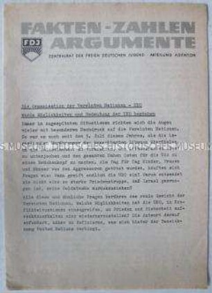 Sonderdruck des FDJ-Zentralrates über die UNO