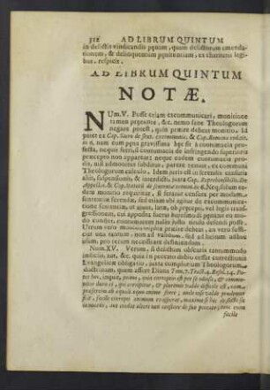 Ad librum quintum notae.