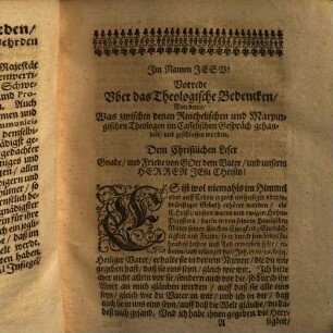 Der theologischen Fakultät bey der Churf. Sächsischen Universität Wittenberg Bedencken über dem Casselschen Colloquio ... A[nn]o 1661 ...