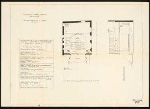Landgräfliches Opernhaus (auch Landestheater Kleines Haus), Darmstadt: Bühnengrundriss und Bühnenlängsschnitt 1:100
