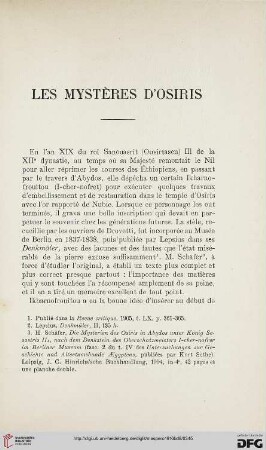 Les mystères d'Osiris