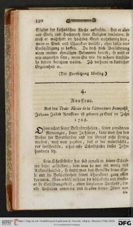 4. Rousseau. Aus den Trois Siècles de la Litterature Françoise