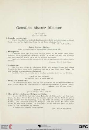 [Gemälde älterer Meister] (Nr. 1-75)