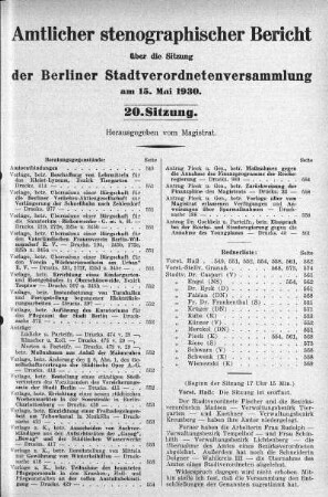 Sitzung 20, 15. Mai 1930