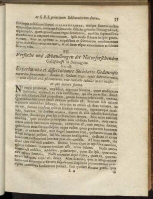 III. Versuche und Abhandlungen der Naturforschenden Gesellschaft in Danzig etc.