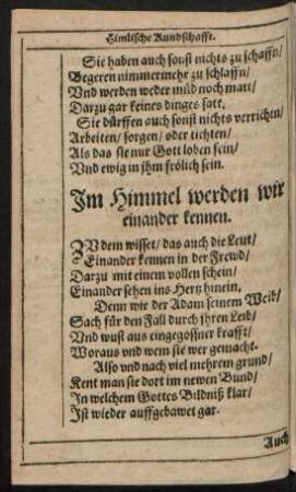 Im Himmel werden wir einander kennen.