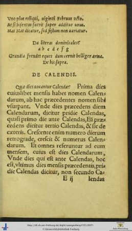 De Calendis, Nonis et Idibus