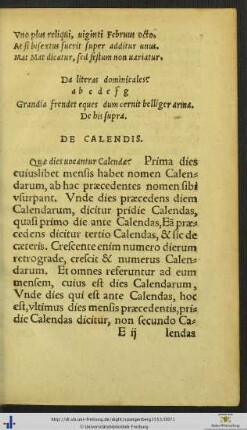 De Calendis, Nonis et Idibus