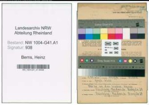 Entnazifizierung Heinz Berns , geb. 19.08.1921 (Polizeianwaerter)