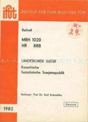 Textheft zur Dia-Reihe über die Kasachische SSR