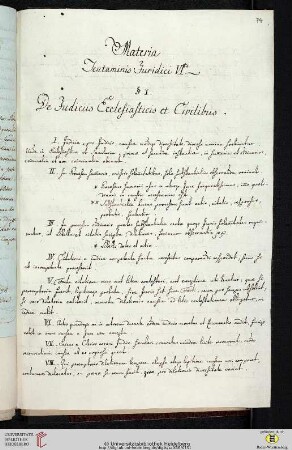 Materia Tentaminis Iuridici VIti. §. I. De Iudiciis Ecclesiasticis et Civilibus