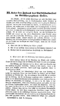 Ueber den Zustand des Volksschulwesens im Großherzogthum Hessen