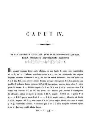 Caput IV. De illa figuram affinitate, quae in orthogonalium coordinatarum systemate aeqautionibus indicatur ... .