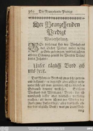 Der Neunzehenden Predigt Wiederholung.