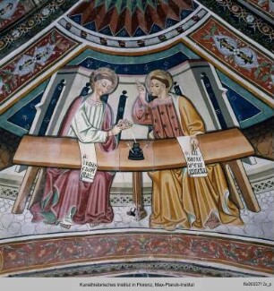 Die Wanddekoration des Presbyteriums : Christus und die vier Evangelisten : Die Evangelisten Lukas und Matthäus