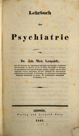 Lehrbuch der Psychiatrie