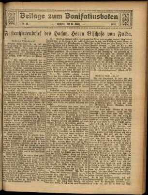 Zweite Ausgabe vom Sonntag, den 15. März 1925.