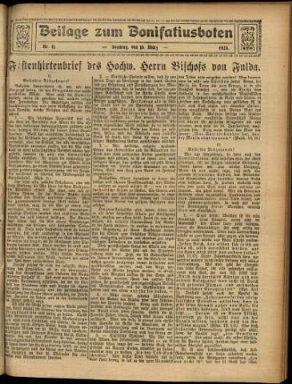 Zweite Ausgabe vom Sonntag, den 15. März 1925.