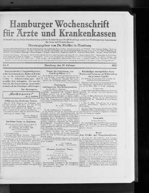 Kurse über Schiffs- und Tropenkrankheiten.