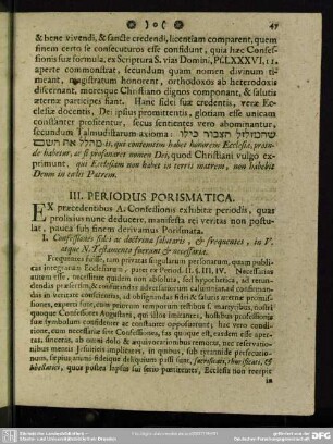 III. Periodus Porismatica