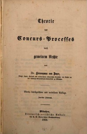 Theorie des Concurs-Processes nach gemeinem Rechte