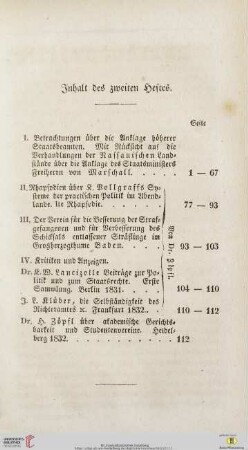 Inhalt des zweiten Heftes