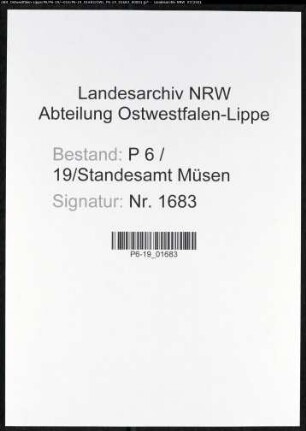 Heiratsregister Standesamt Müsen