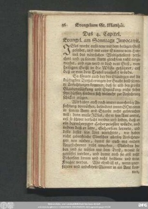 Das 4. Capitel. Evangel. am Sonntage Invocavit.