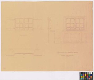 Spiegler [bei Bad Waldsee (Landkreis Ravensburg)]: Wohnstallhaus. Fenster im Erdgeschoss (zwei Ansichten, zwei Schnitte)