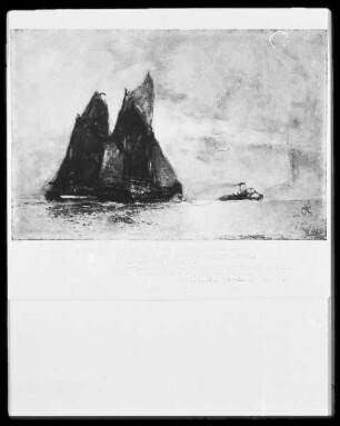 Segelschiff und Dampfer auf dem Meere