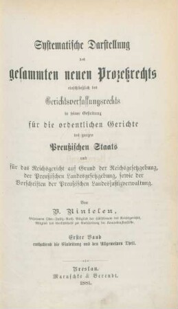 Bd. 1: Enthaltend die Einleitung und den Allgemeinen Theil