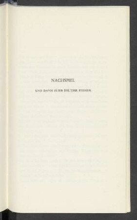 Nachspiel Und dann blieb die Uhr stehen