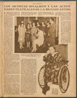 Los artistas invalidos y las actividades teatrales de la broadcasting