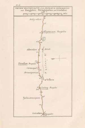 Pl. II The new military route from Madras to Ootacamund via Bangalore, Seringapatam, and Goodaloor