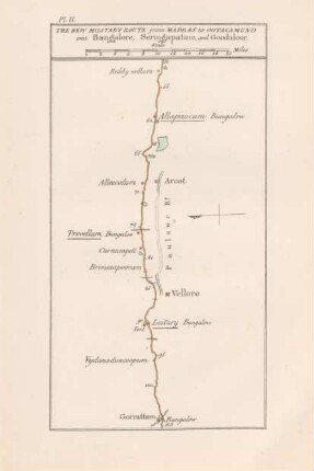 Pl. II The new military route from Madras to Ootacamund via Bangalore, Seringapatam, and Goodaloor
