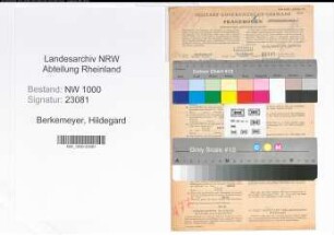 Entnazifizierung Hildegard Berkemeyer, geb. 04.11.1910 (Bueroangest.)