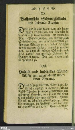 XXI. Heilend und linderndes Wund-Wasser zum äußerlich und innerlichen Gebrauch