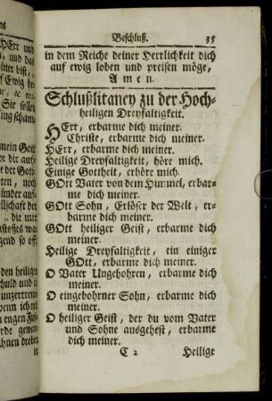 Schlußlitaney zu der Hochheiligen Dreyfaltigkeit.