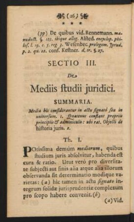 Sectio III. De Mediis studii juridici