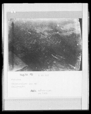 Potsdam, Stadtansicht von Nordwesten, Ballonaufnahme, um 1908