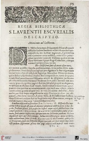 Regiae Bibliothecae S. Lavrentii Escvrialis descriptio
