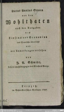 Lucius Annäus Seneca von den Wohlthaten