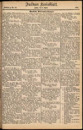 Zweite Ausgabe vom Samstag, den 08. April 1876.