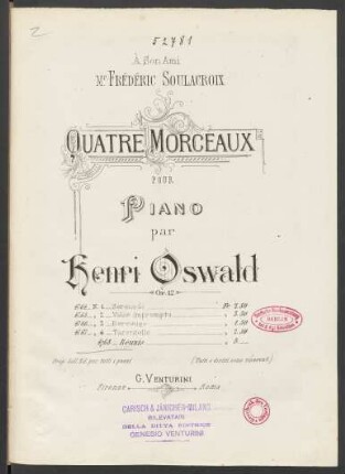 Quatre Morceaux pour piano op. 12