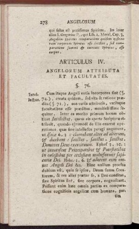 Articulus IV. Angelorum Attributa et Facultates.