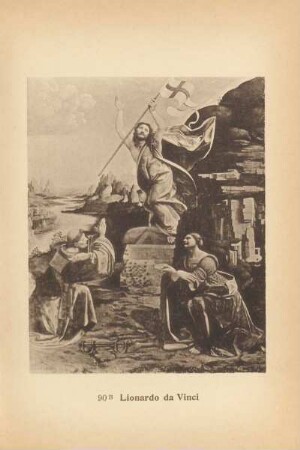 Lionardo da Vinci. Der auferstehende Christus von zwei Heiligen verehrt. 90 B
