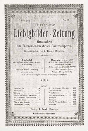I. Jahrgang. No. 12. (Hamburg, 1. December 1896.)