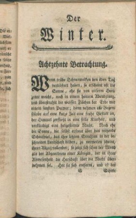 Der Winter. Achtzehnte Betrachtung.