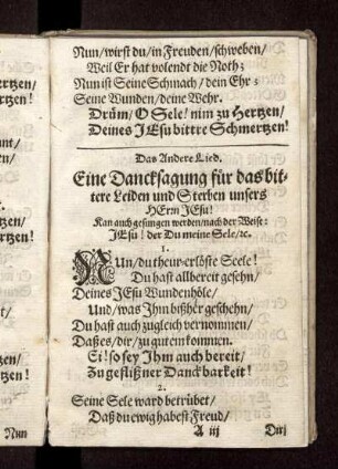 Das Andere Lied. Eine Dancksagung für das bittere Leiden und Sterben unsers Herrn Jesu